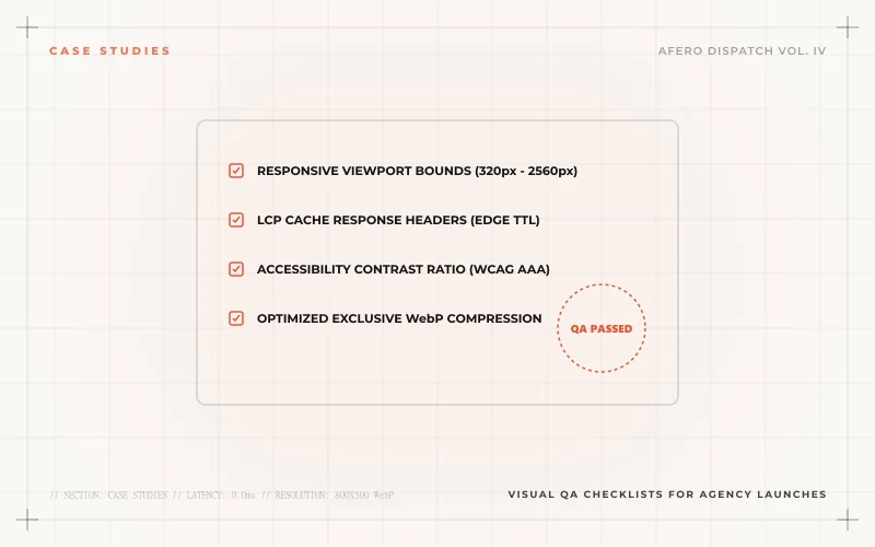 Visual QA checklists for agency launches